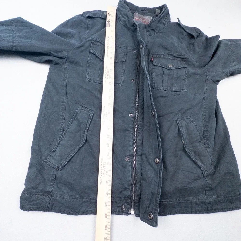 Levi Strauss Mens XL Military Field Jacket Washed Black Cotton Utility Coat - Picture 8 of 15